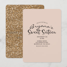 Modern Gold Glitzer Glam Sweet 16 Sechzehn Party Einladung