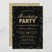 Modern Gold Glitzer Glitzern Birthday Party Einladung (Vorne/Hinten)