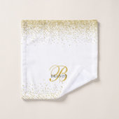 Modern Gold Glitzer Gold Monogram Script Badhandtuch Set (Waschlappen)