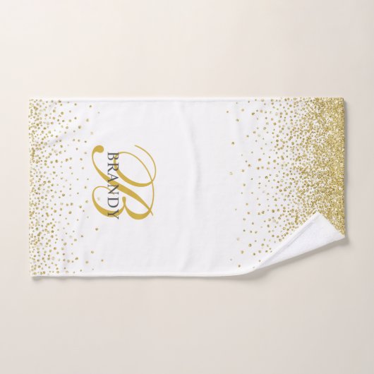 Modern Gold Glitzer Gold Monogram Script Badhandtuch Set (Handtuch)