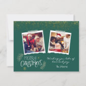 Modern Gold Glitzer Grün Frohe Weihnachten Foto (Vorderseite)