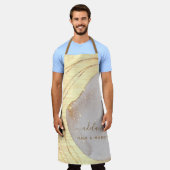 Modern Gold Glitzer Hair Stylist Script Salon Name Schürze (Getragen)