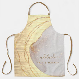 Modern Gold Glitzer Hair Stylist Script Salon Name Schürze