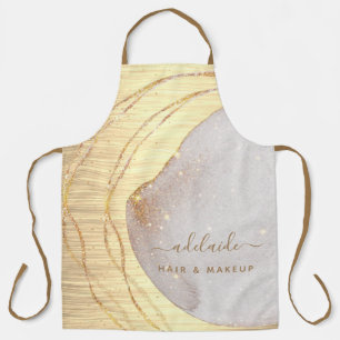 Modern Gold Glitzer Hair Stylist Script Salon Name Schürze