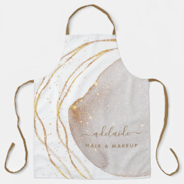 Modern Gold Glitzer Hair Stylist Script Salon Name Schürze