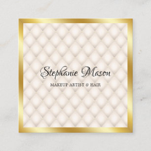 Modern Gold Glitzer Ivory Makeup Artist Elegant Quadratische Visitenkarte