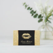 Modern Gold Glitzer Lips Makeup Artist Visitenkarte (Stehend Vorderseite)