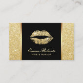 Modern Gold Glitzer Lips Makeup Artist Visitenkarte (Vorderseite)