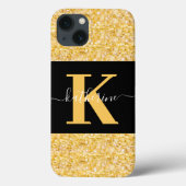 Modern Gold Glitzer Monogram Case-Mate iPhone Ca Hülle (Rückseite)