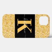 Modern Gold Glitzer Monogram Case-Mate iPhone Ca Hülle (Rückseite (Horizontal))