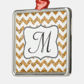 Modern Gold Glitzer Monogram Erstmalung Silbernes Ornament (Links)