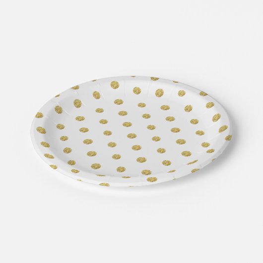 Modern Gold Glitzer Polka Dots Elegant Pappteller (Schrägansicht)