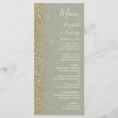 Modern Gold Glitzer Sage Green Wedding Menükarte (Vorderseite)