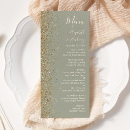 Modern Gold Glitzer Sage Green Wedding Menükarte