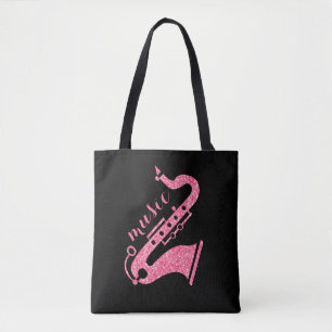 Modern Gold Glitzer Saxophon Music Text Design Tasche