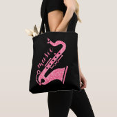 Modern Gold Glitzer Saxophon Music Text Design Tasche (Von Nahem)