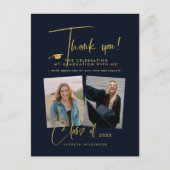 Modern Gold Glitzer Script Abschluss Vielen Dank Postkarte (Vorderseite)