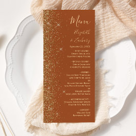 Modern Gold Glitzer Terracotta Wedding Menükarte