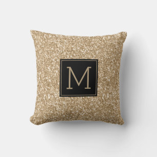 Modern Gold Glitzer Texture Monogram Kissen
