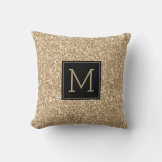 Modern Gold Glitzer Texture Monogram Kissen
