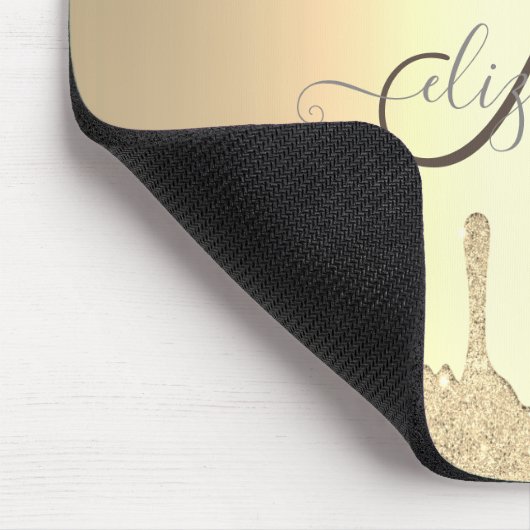 Modern Gold Glitzer Tropfen Gold Monogram Mousepad (Ecke)