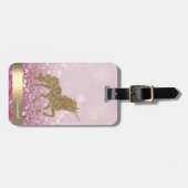 Modern Gold Glitzer Unicorn, Glitzer Bokeh Gepäckanhänger (Vorderseite horizontal)