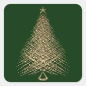 Modern Gold Glitzer Weihnachtsbaum Grün Quadratischer Aufkleber (Vorderseite)