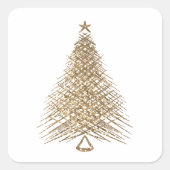 Modern Gold Glitzer Weihnachtsbaum Quadratischer Aufkleber (Vorderseite)