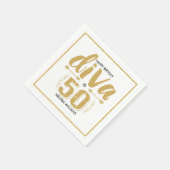 Modern Gold Glitzer & White Diva ist 50 glücklich Serviette (Ecke)