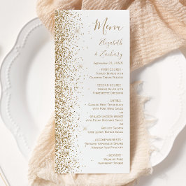 Modern Gold Glitzer White Wedding Menükarte