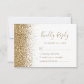 Modern Gold Glitzer White Wedding RSVP Karte (Vorderseite)