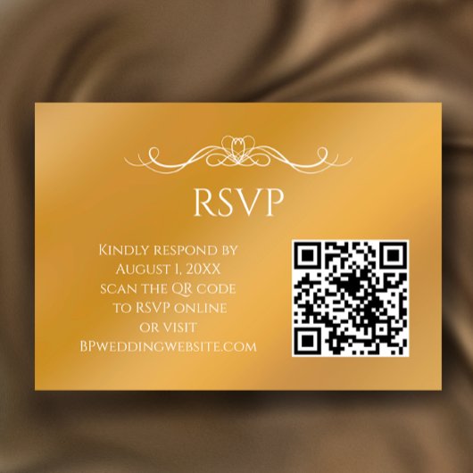Modern Gold Gradient Custom QR Code Wedding RSVP Karte
