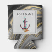 Modern Gold & Grau Agate Geode & Anchor Boat Name Dosenkühler (Rückseite)