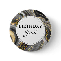 Modern Gold & Gray Agate Geode Birthday Girl