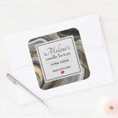 Modern Gold & Gray Agate Geode Gemstone Candle Biz Quadratischer Aufkleber (Umschlag)