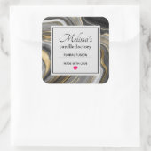 Modern Gold & Gray Agate Geode Gemstone Candle Biz Quadratischer Aufkleber (Tasche)