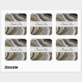 Modern Gold & Gray Agate Geode Gemstone Vielen Dan Quadratischer Aufkleber (Blatt)