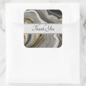 Modern Gold & Gray Agate Geode Gemstone Vielen Dan Quadratischer Aufkleber (Tasche)