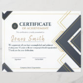 Modern Gold Gray Certificate of Achievement Design (Vorderseite)