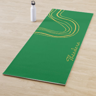 Modern Gold Green Abstrakt Yogamatte
