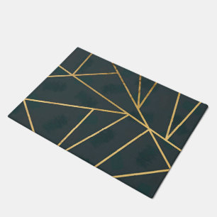 Modern Gold Green Brushstroke Geometric Fußmatte
