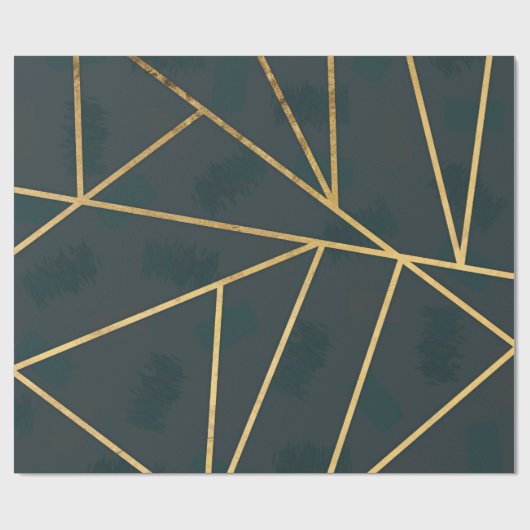 Modern Gold Green Brushstroke Geometric Geschenkpapier (Flach)