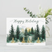 Modern Gold Green Business Christmas Feiertagskarte (Stehend Vorderseite)