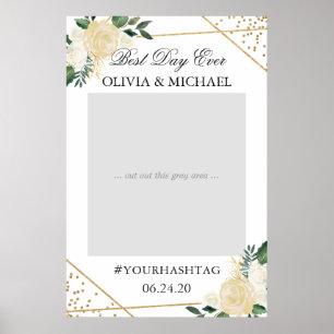Modern Gold Green Floral Wedding Party Foto Prop Poster