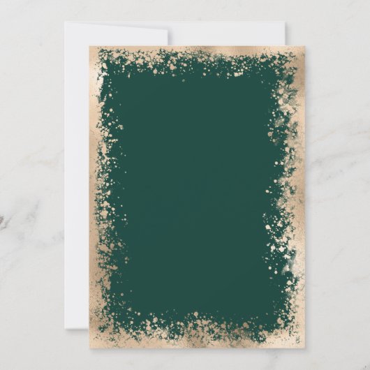 Modern Gold Green Spritzer Glitzer Border Wedding Einladung (Rückseite)