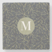 Modern Gold GreenYellow Fall White Monogram Steinuntersetzer (Vorderseite)