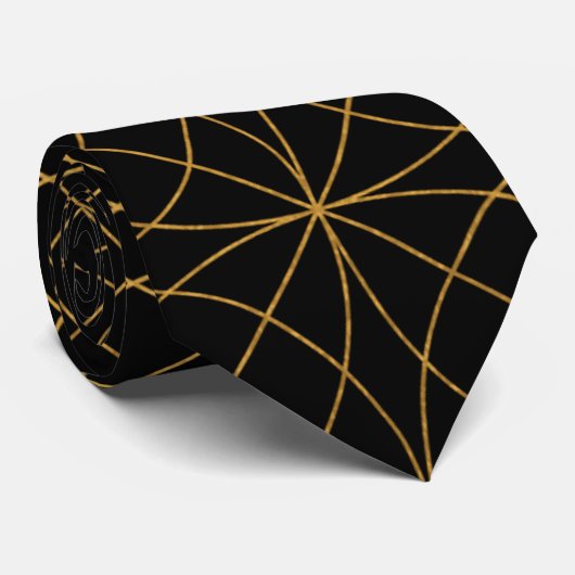 Modern Gold Grid Mens Neck Tie Krawatte (Gerollt)