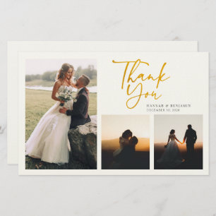 Modern Gold Hand Lettered Wedding Dankeschön Card Briefpapier