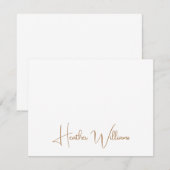 Modern Gold Handwritten Script Name Mitteilungskarte (Vorne/Hinten)