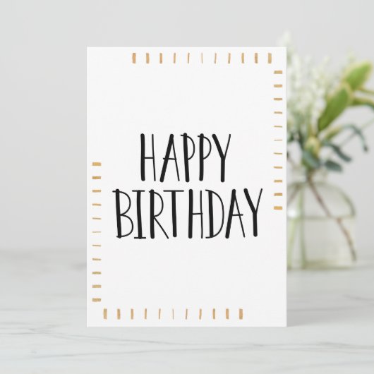Modern Gold Happy Birthday Card (Stehend Vorderseite)